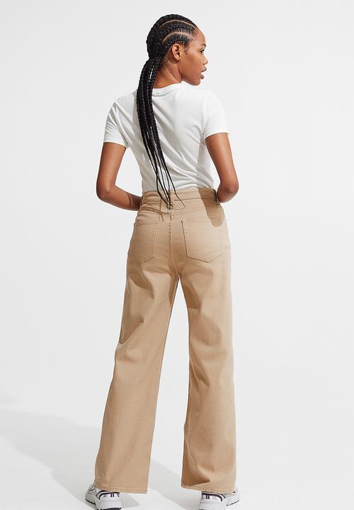 H&M - Wide twill trousers - beige