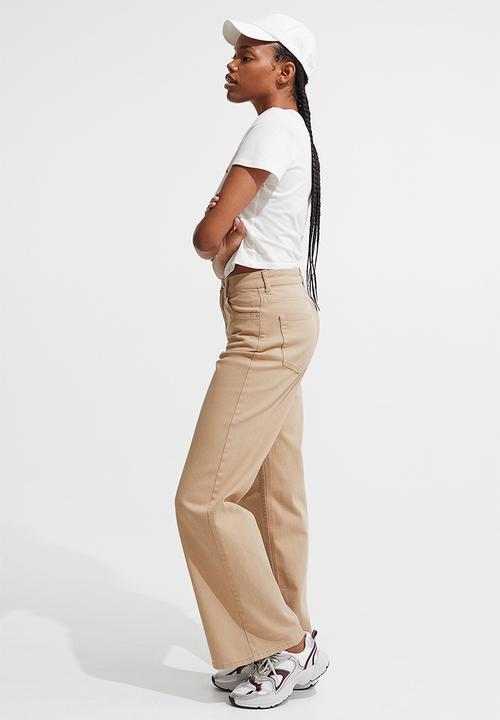 H&M - Wide twill trousers - beige