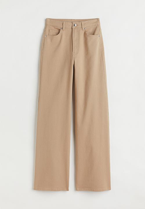 H&M - Wide twill trousers - beige