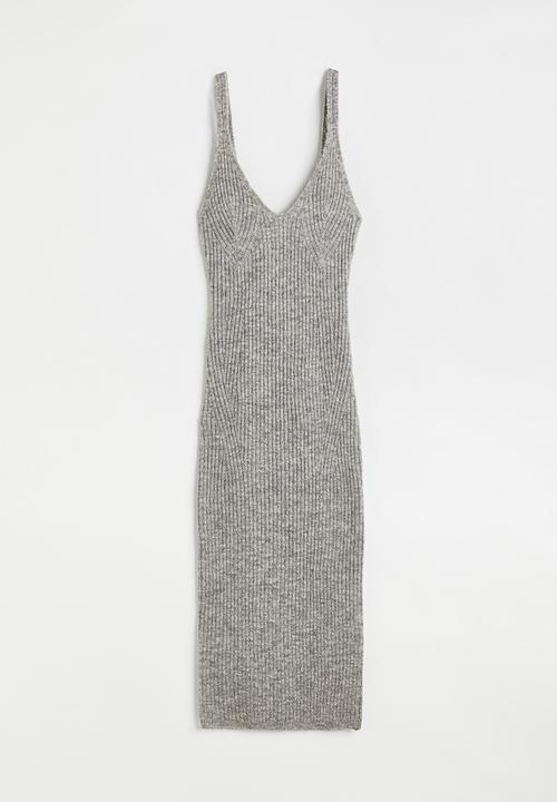 H&M - Rib-knit dress - light grey marl