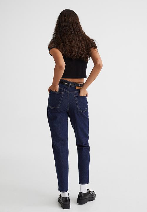 H&M - Mom loose-fit high ankle jeans - dark denim blue
