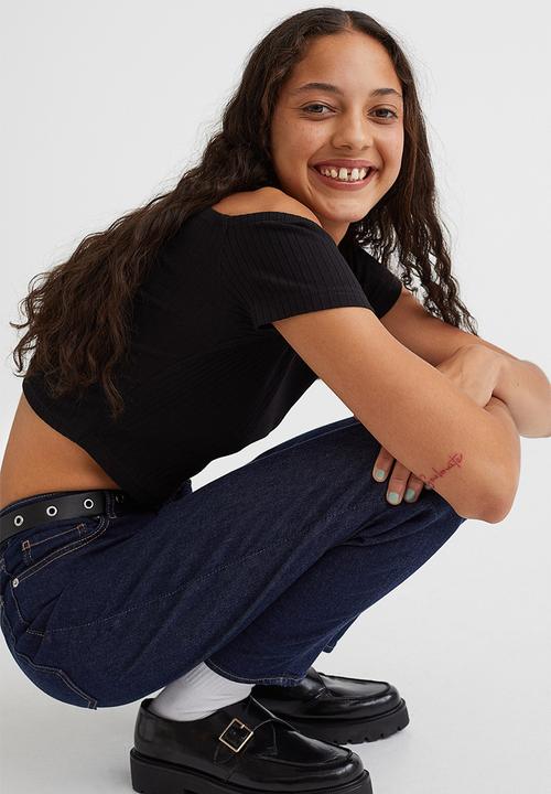 H&M - Mom loose-fit high ankle jeans - dark denim blue