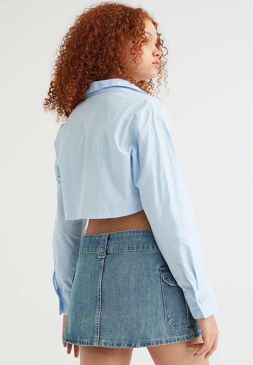 H&M - Cropped cotton shirt - light blue