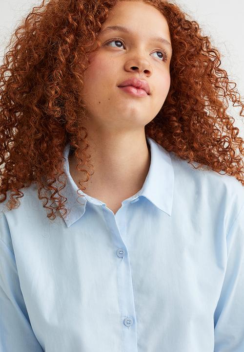 H&M - Cropped cotton shirt - light blue
