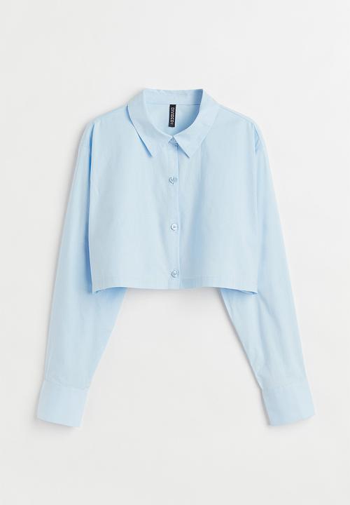H&M - Cropped cotton shirt - light blue