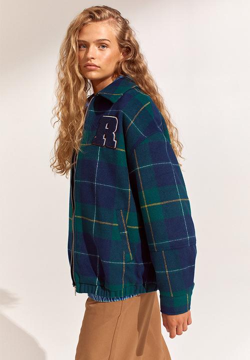 H&M - Boxy jacket - dark blue/checked