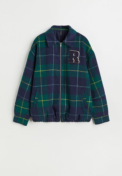 H&M - Boxy jacket - dark blue/checked