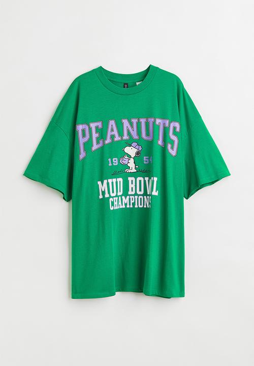 H&M - Printed T-shirt - green/snoopy