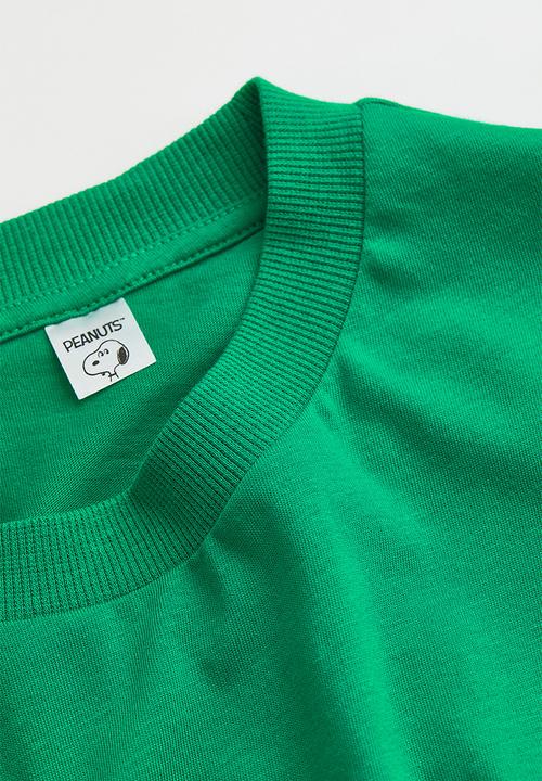 H&M - Printed T-shirt - green/snoopy