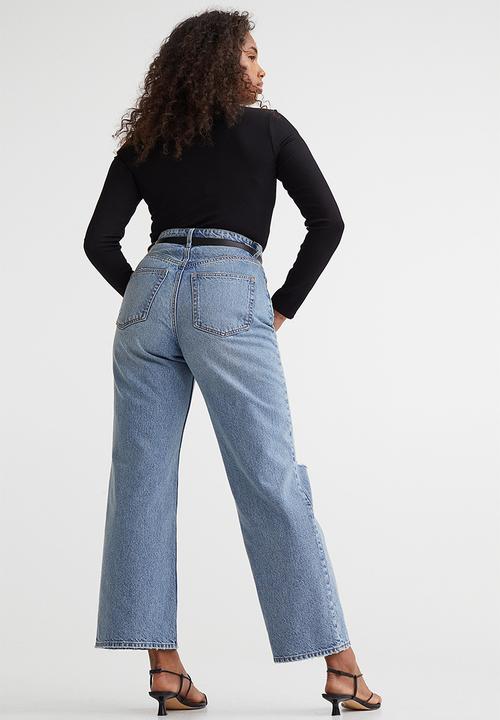 H&M - Loose straight high jeans - light denim blue