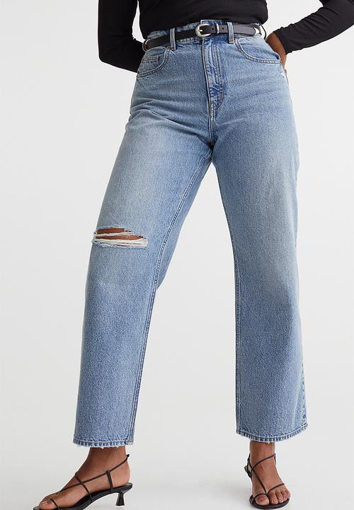 H&M - Loose straight high jeans - light denim blue