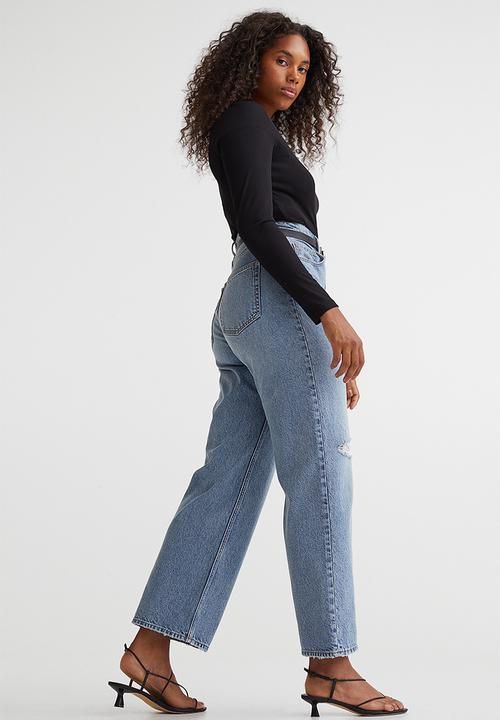 H&M - Loose straight high jeans - light denim blue