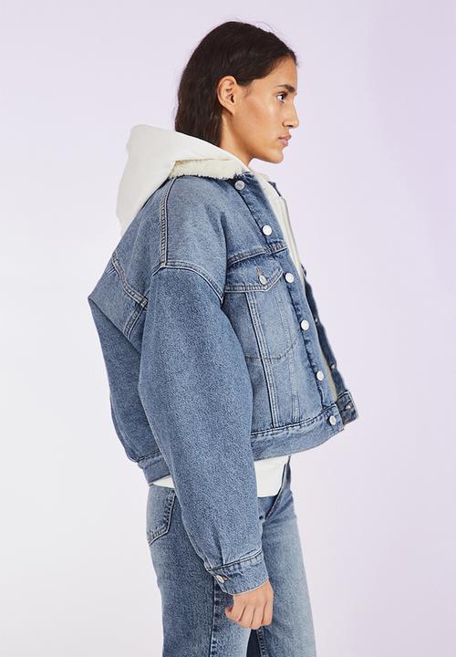 H&M - Teddy-lined denim jacket - denim blue/cream