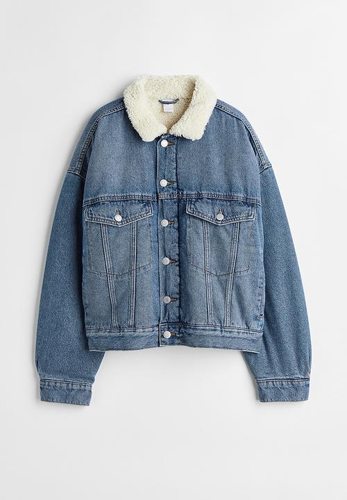H&M - Teddy-lined denim jacket - denim blue/cream
