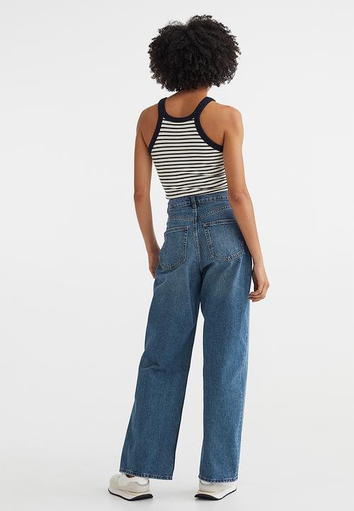 H&M - Loose straight high jeans - denim blue