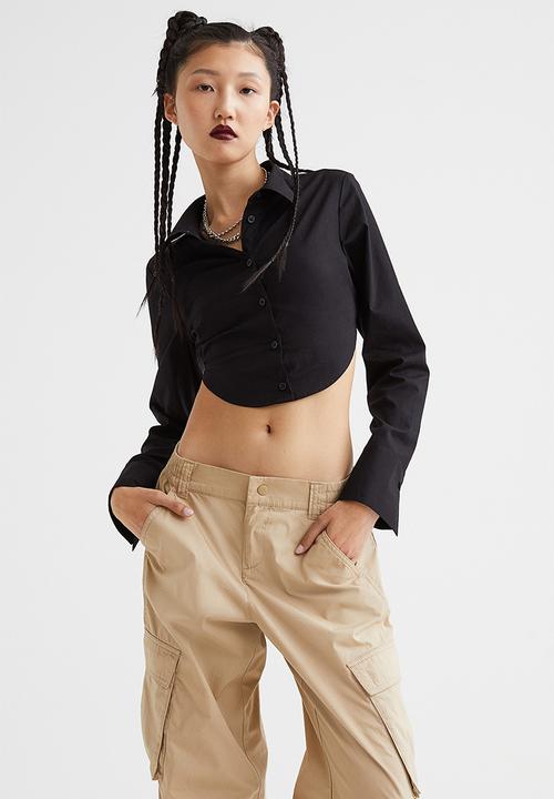 H&M - Open-backed shirt - black