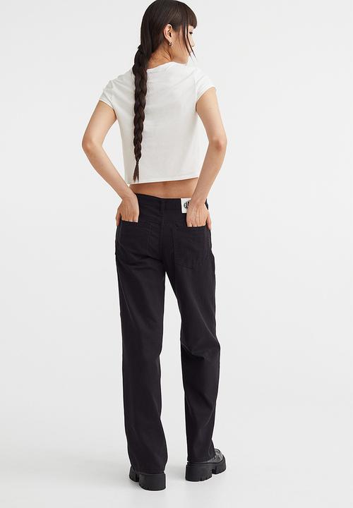 H&M - Wide twill trousers - black I