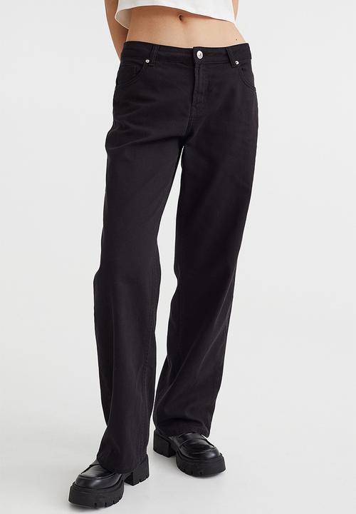 H&M - Wide twill trousers - black I