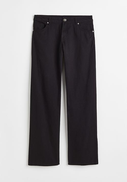 H&M - Wide twill trousers - black I