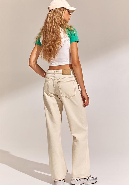 H&M - Wide twill trousers - light beige