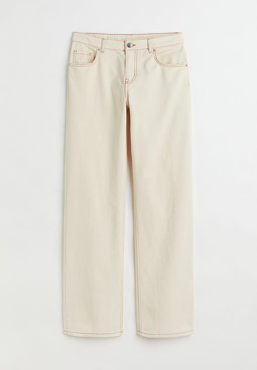H&M - Wide twill trousers - light beige