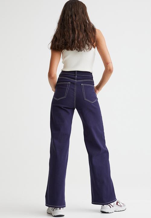 H&M - Wide twill trousers - dark blue
