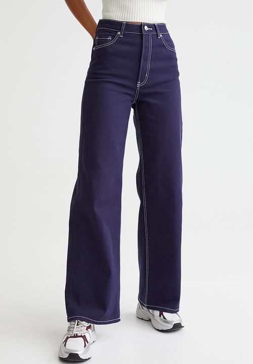 H&M - Wide twill trousers - dark blue