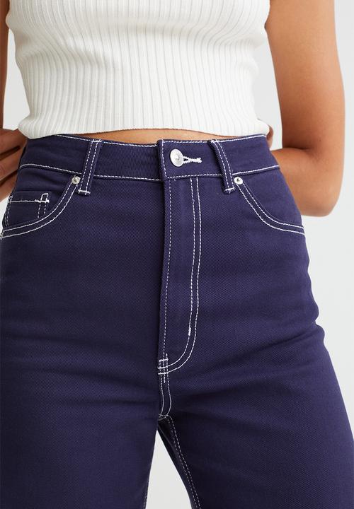 H&M - Wide twill trousers - dark blue