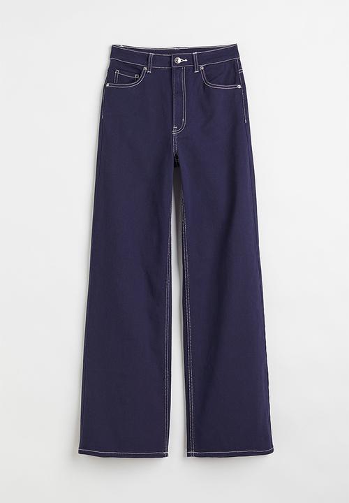 H&M - Wide twill trousers - dark blue