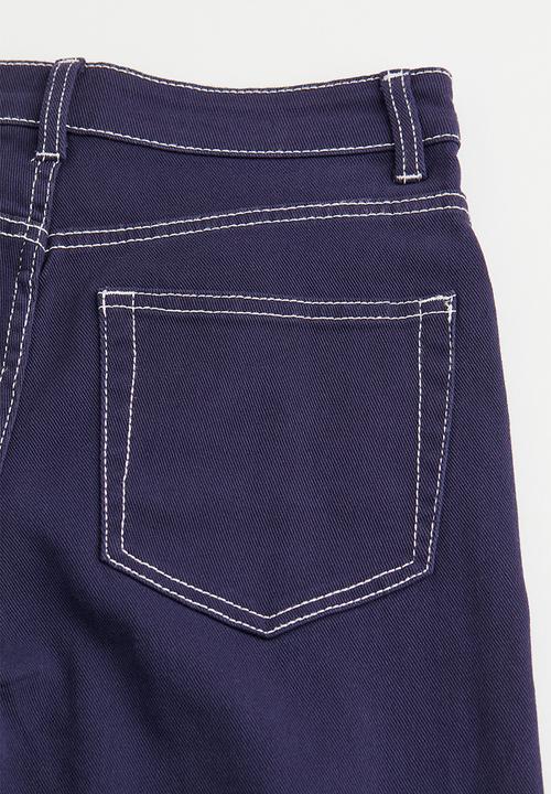 H&M - Wide twill trousers - dark blue