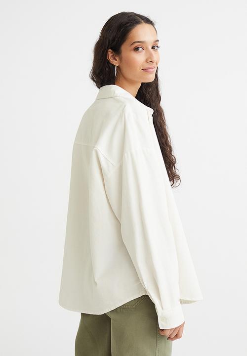 H&M - Oversized corduroy shirt - cream
