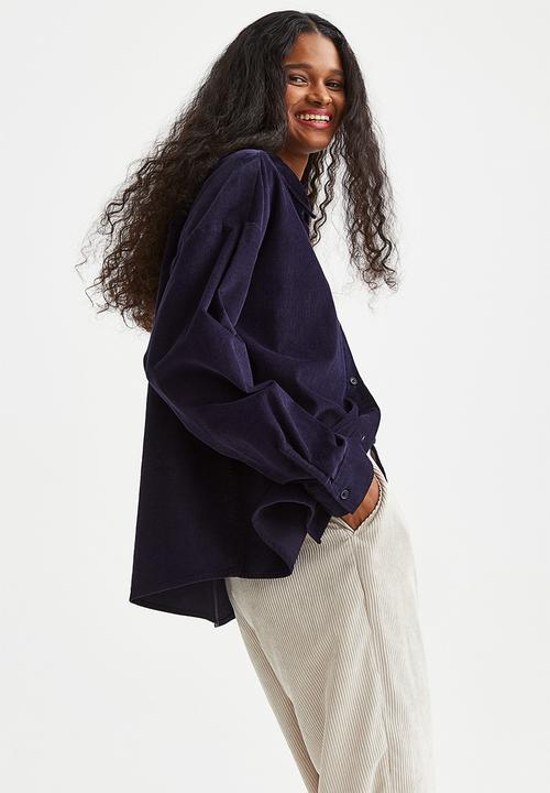 H&M - Oversized corduroy shirt - navy blue