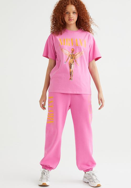 H&M - Printed T-shirt - cerise/nirvana