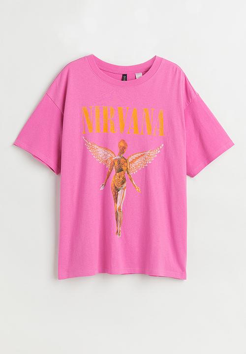 H&M - Printed T-shirt - cerise/nirvana
