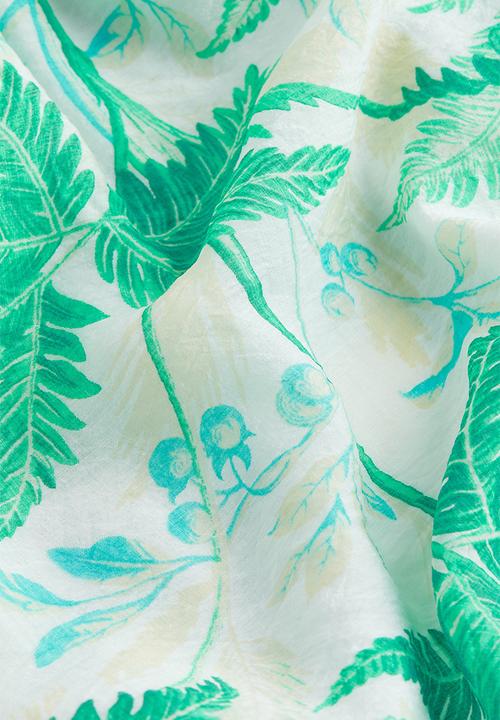H&M - Calf-length skirt - light green/palm leaves