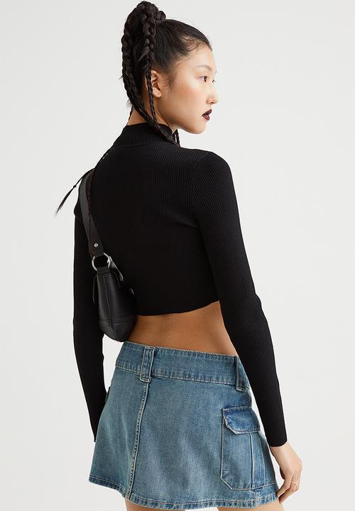 H&M - Ribbed turtleneck top - black