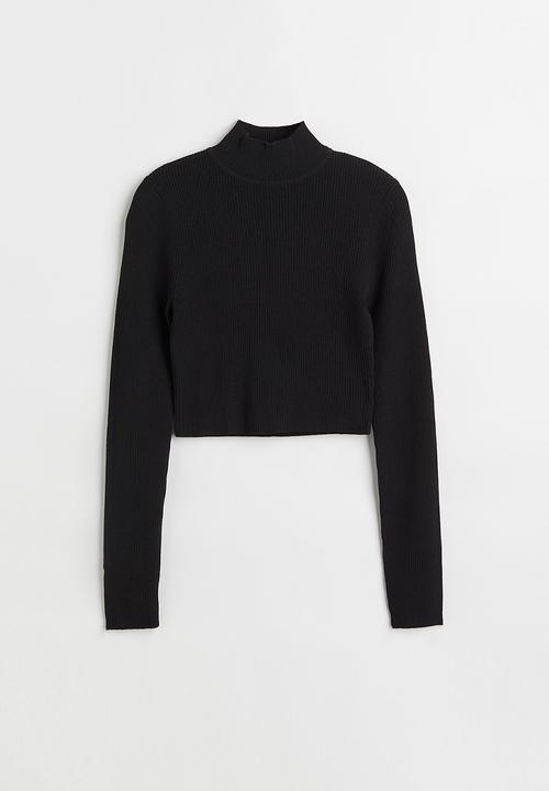 H&M - Ribbed turtleneck top - black