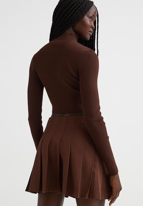 H&M - Ribbed turtleneck top - dark brown