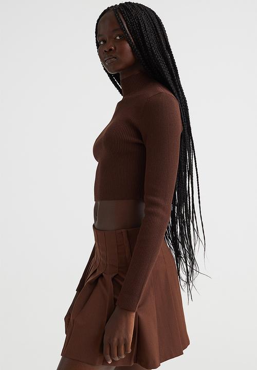 H&M - Ribbed turtleneck top - dark brown