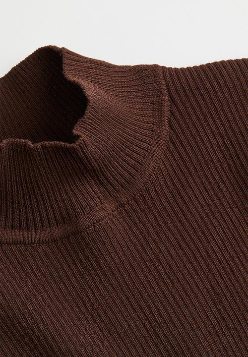 H&M - Ribbed turtleneck top - dark brown
