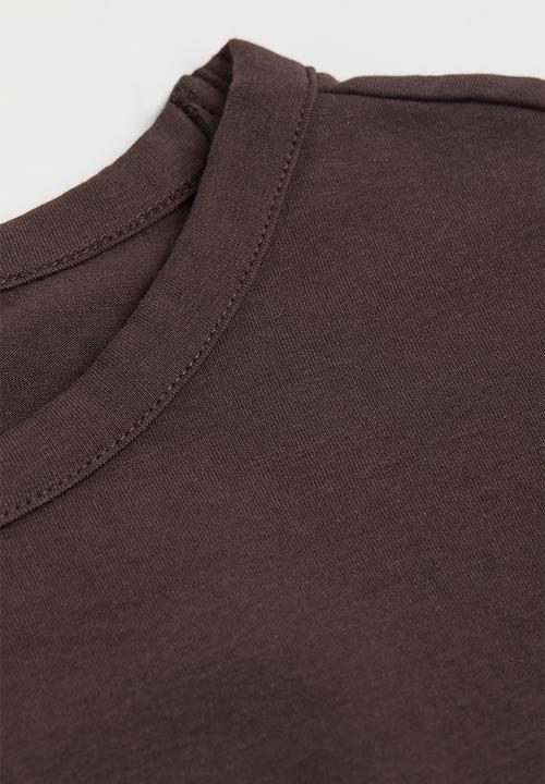 H&M - Cotton cropped top - dark brown
