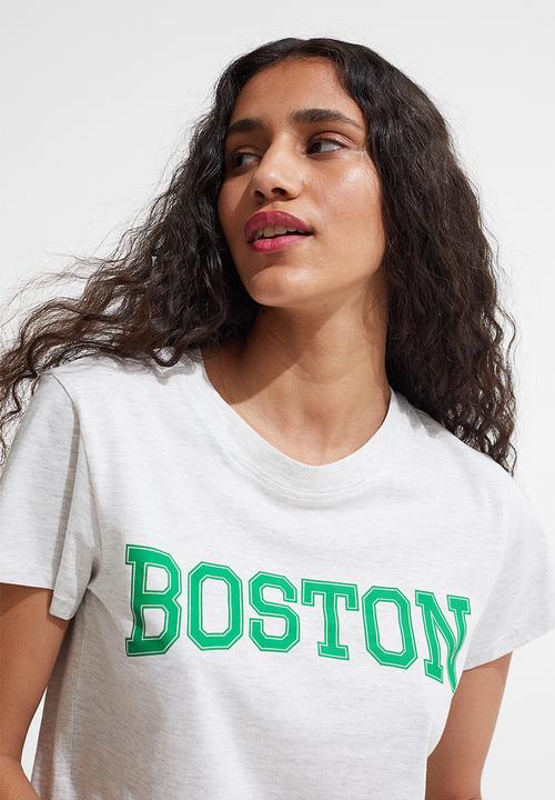 H&M - Printed T-shirt - light grey marl/boston