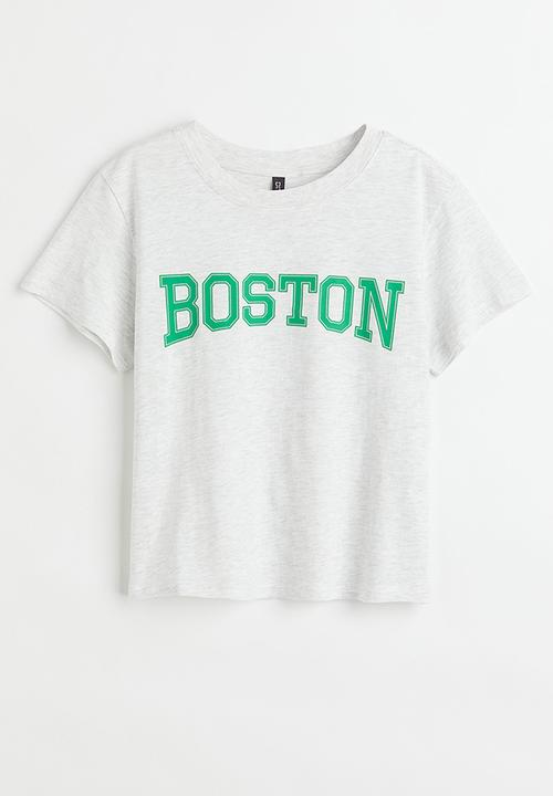 H&M - Printed T-shirt - light grey marl/boston