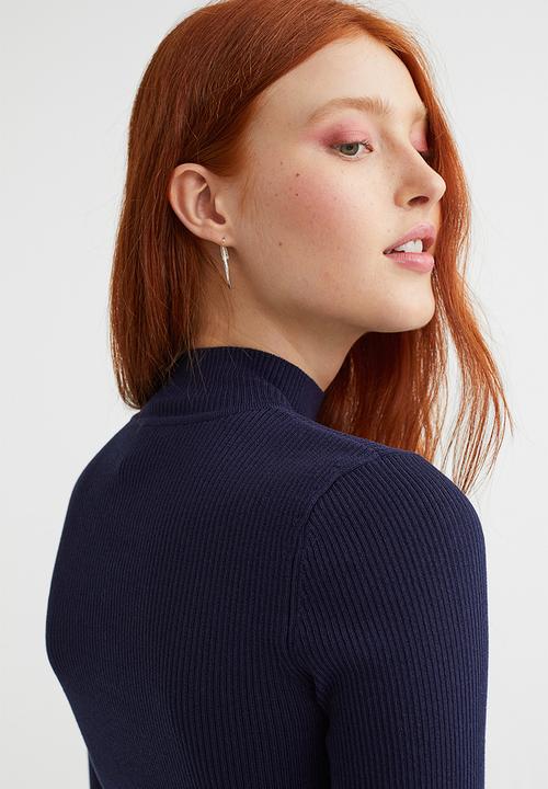 H&M - Ribbed turtleneck top - dark blue
