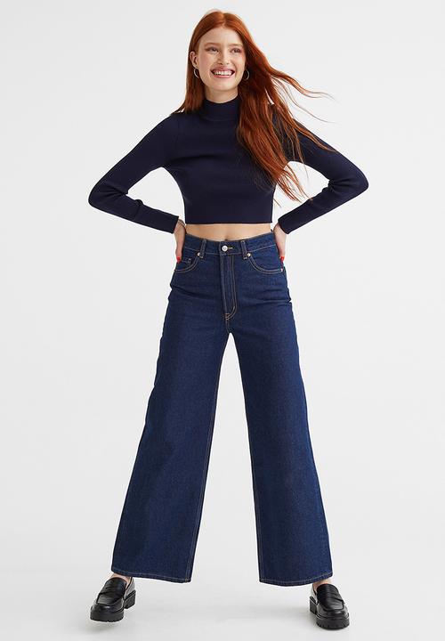 H&M - Ribbed turtleneck top - dark blue