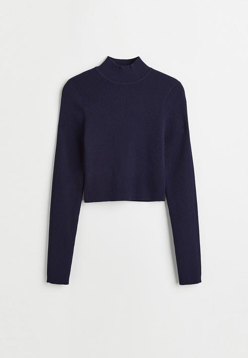 H&M - Ribbed turtleneck top - dark blue