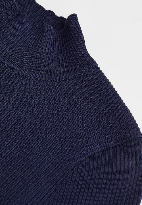 H&M - Ribbed turtleneck top - dark blue