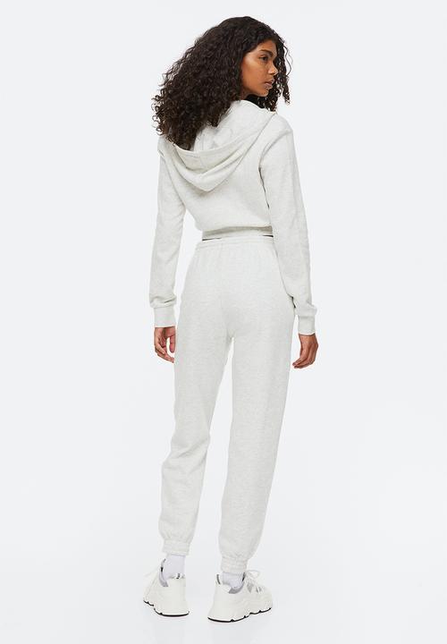 H&M - High-waisted joggers - light grey marl