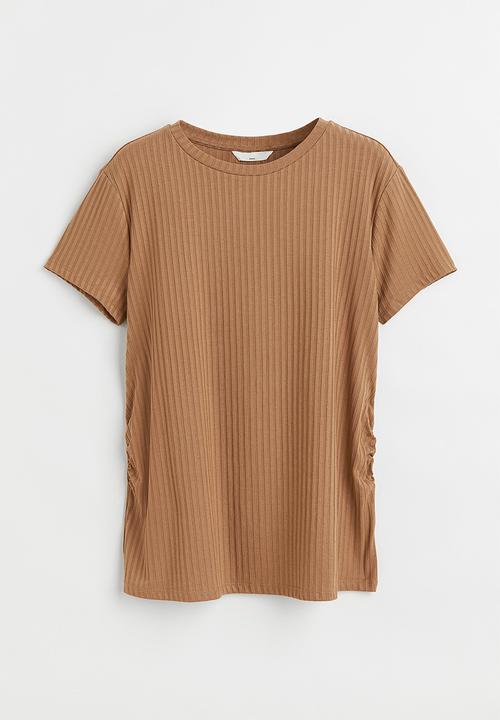 H&M - Mama ribbed T-shirt - dark beige