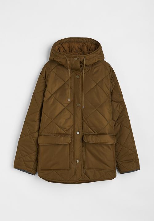 H&M - Oversized quilted jacket - dark khaki green